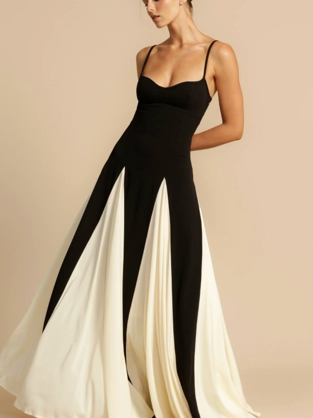 NWT Arcina Ori Paloma Black & White Colorblock Maxi Dress Gown | Retail $540 - Picture 9 of 9